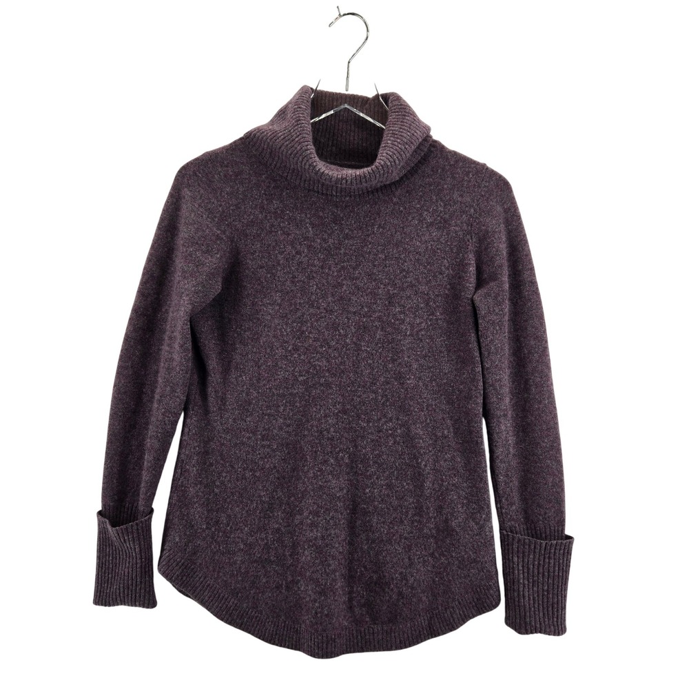 Max Studio 100% Cashmere Turtleneck Sweater Plum Heathered Purple XS‎